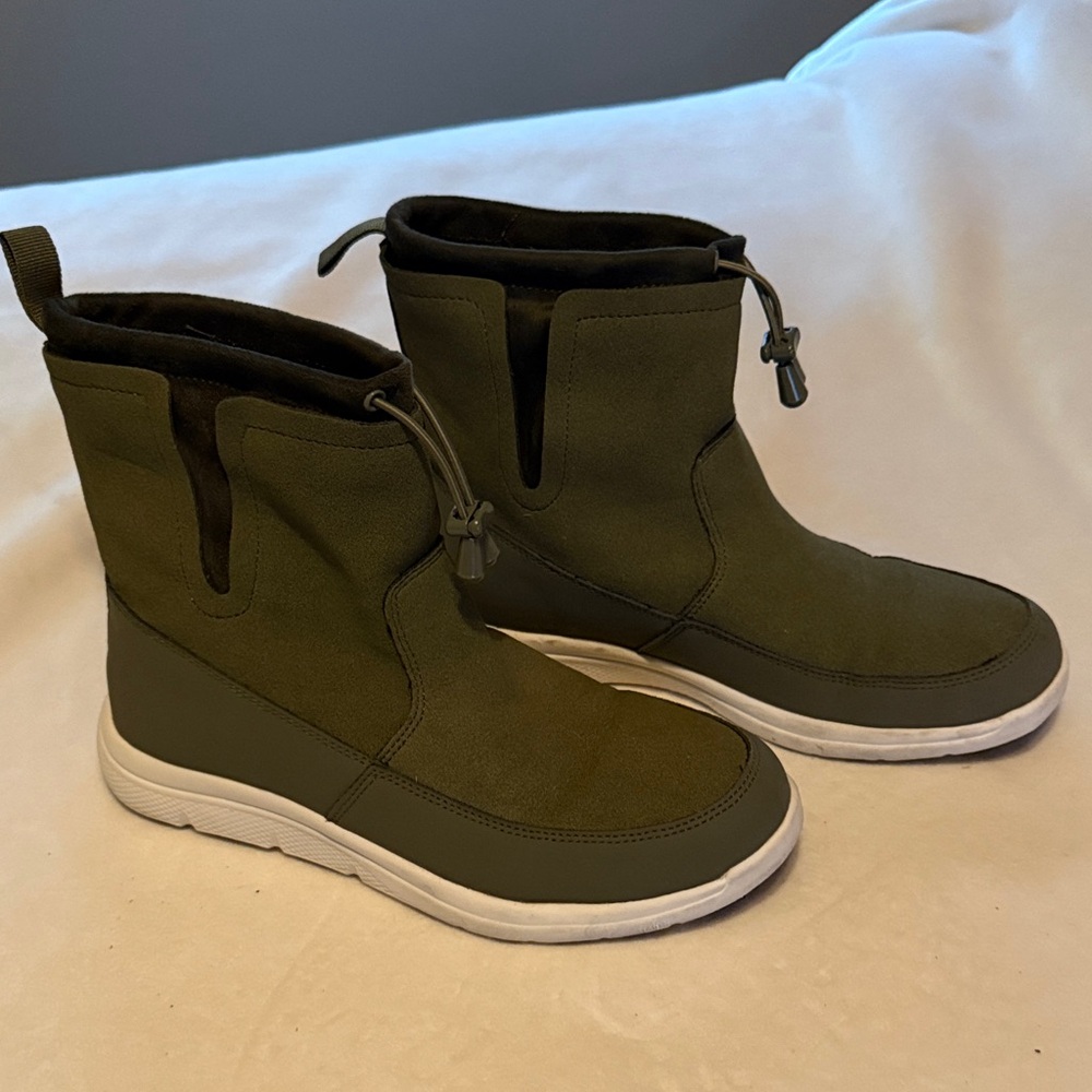 Jambu Olive Ankle Boots with White Soles
